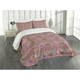 thumbnail image 3 of Ambesonne Moroccan Quilted Bedspread Set 3 Pcs, Nature Inspired Curvy, King Size, Multicolor, 3 of 5