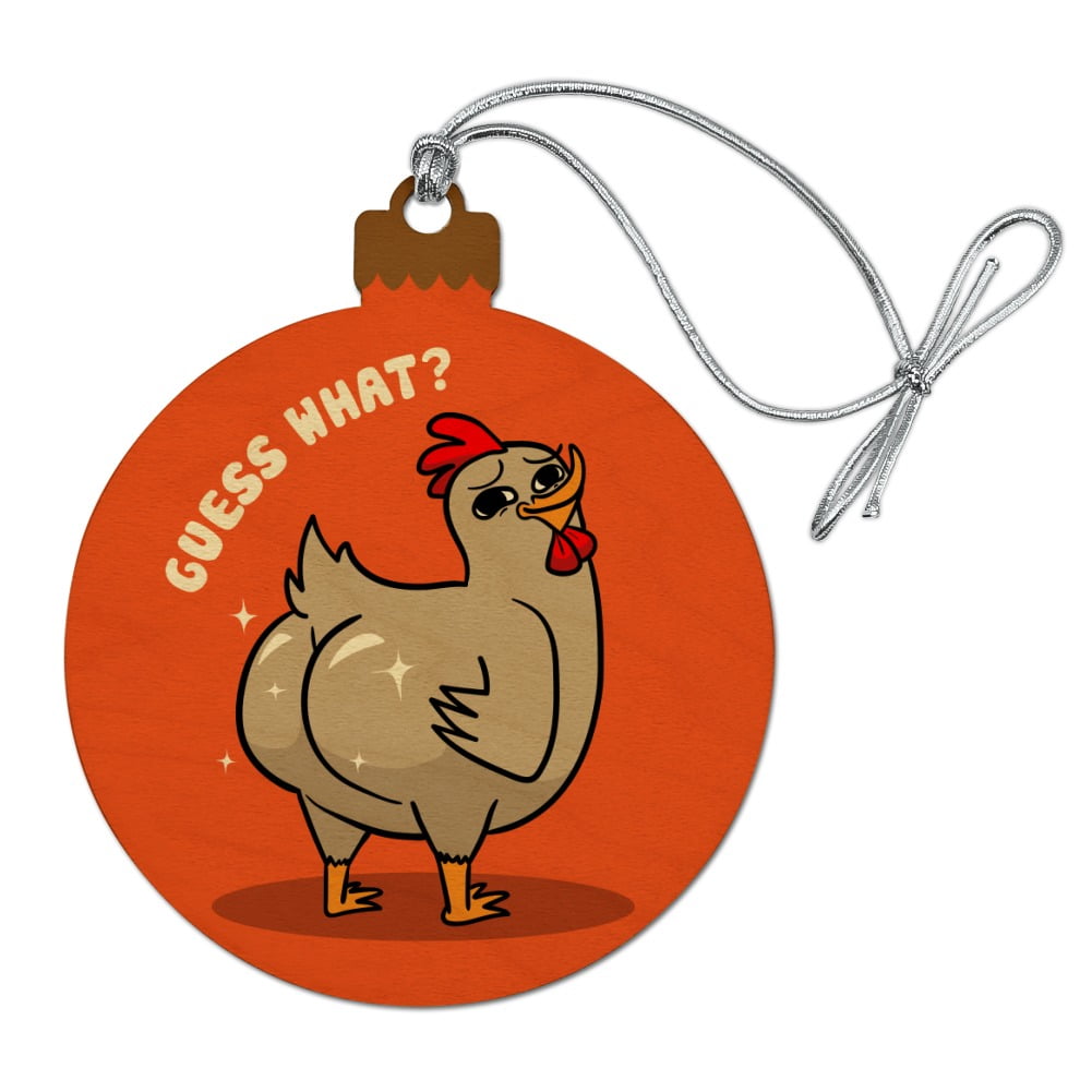 Butt Nuggets Chicken Eggs Funny Humor Wood Christmas Tree Holiday Ornament 