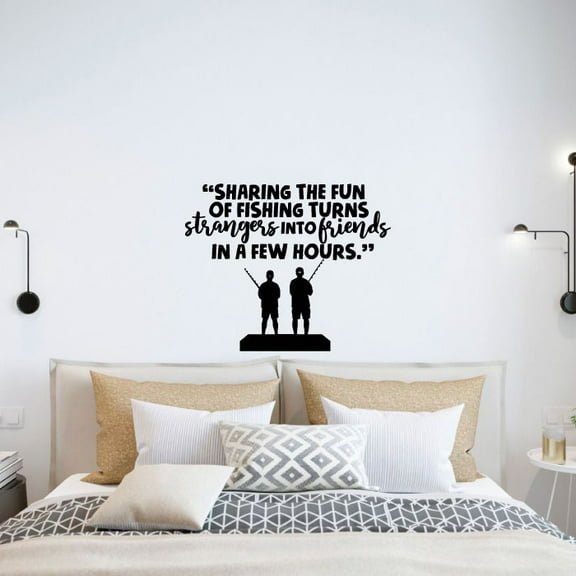 Strangers Friends Quote Fishing Fish Fisher Fishers Fisherman Quotes Vinyl Design Wall Sticker Wall Art Wall Decal Boy Girl Kid Room Pool Area Bedroom Home Decor Stickers Decoration Size (30x40 inch)