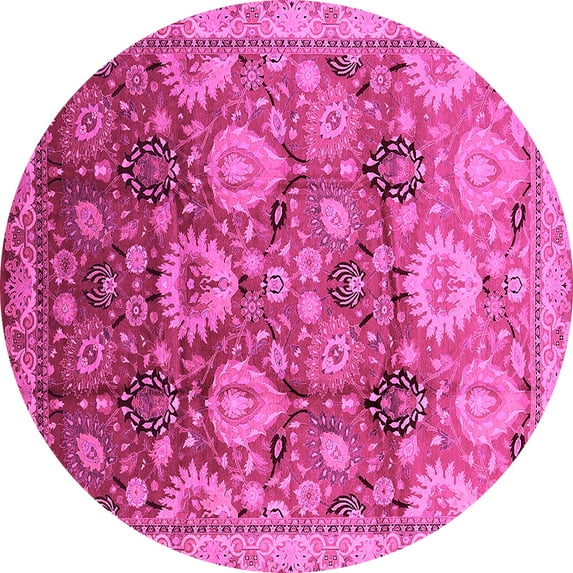 Ahgly Company Indoor Round Oriental Pink Industrial Area Rugs, 8' Round