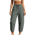 thumbnail image 3 of Women's Sweatpants Lounge with Elastic Waist Ladies' Wide Leg Curved Knife Casual Loose 9-inch Elastic Waist Drawstring Pocket Long Sweatpants Comfy Sweatpants for Women Gifts for Her, 3 of 8