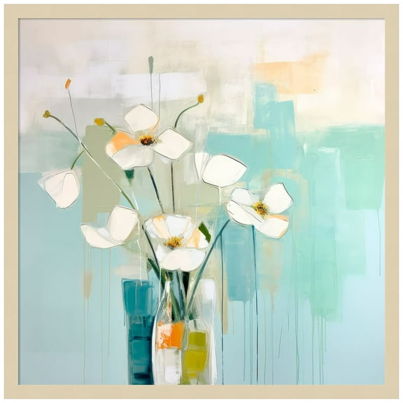 Amanti Art Flowers on the Window I Wood Framed Wall Art Print