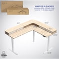 thumbnail image 5 of VIVO 2-Tier Electric 63" x 55" Corner Desk, Light Wood Table Top, White Frame, 5 of 9