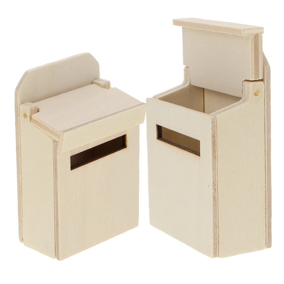BESTOYARD Plain Small Mailbox Play Wooden Beige 2Pcs