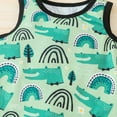 thumbnail image 2 of Vedolay Girls Summer Shorts Sets Girl's Two Piece Outfits Print Sleeveless Blouse and Button Shorts Set,Green 1-2 Years, 2 of 5