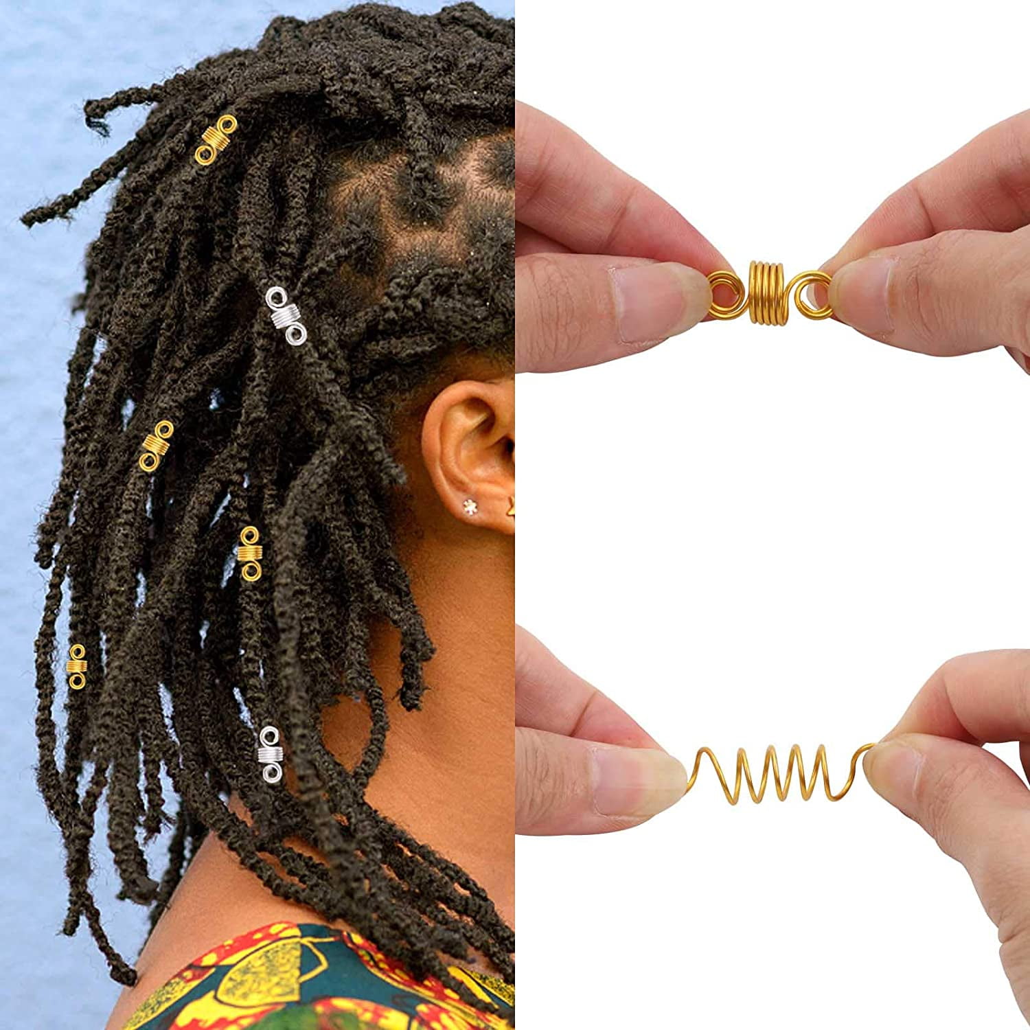 Qinzave 292Pcs Hair Jewelry for Braids, Gold And Silver Hair Jewelry  Pendants for Braid, Loc Jewelry for Hair Dreadlock with Ring Cuffs Charm