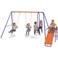 thumbnail image 1 of Outsunny 4 in 1 Metal Swing Set with Double Swings, Glider, Slide, Ladder, 1 of 10
