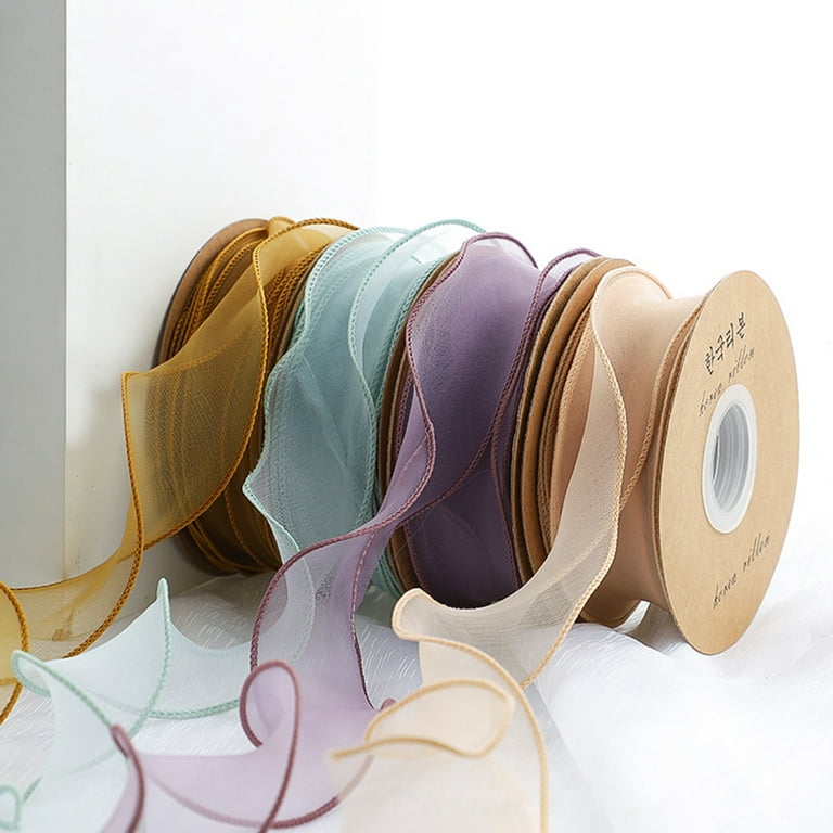 10 Yards 2.5 DIY Gold Wired Organza Ribbon For Craft Dress Wedding