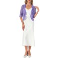 thumbnail image 2 of INSPIRE CHIC Women's Floral Lace Ruffle Hem Open Front Half Sleeve Lightweight Bolero Shrug 3XL Lavender, 2 of 6