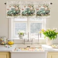 thumbnail image 4 of Valances for Windows Spring Easter Egg Green Truck Rod Pocket Short Curtain for Bathroom Living Room Bedroom Flower Tree Butterfly on Flax 1 Panel 42x12in, 4 of 9