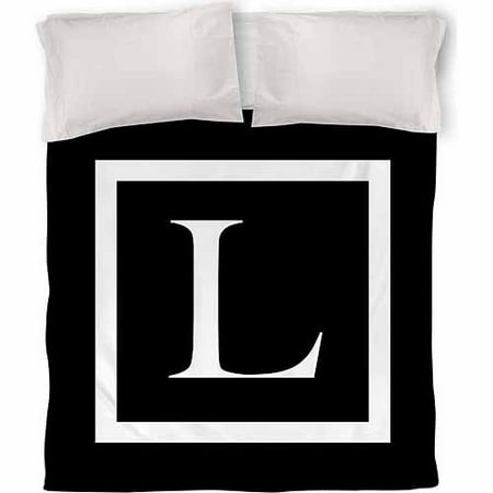 IDG Classic Block Monogram Duvet Cover, Black
