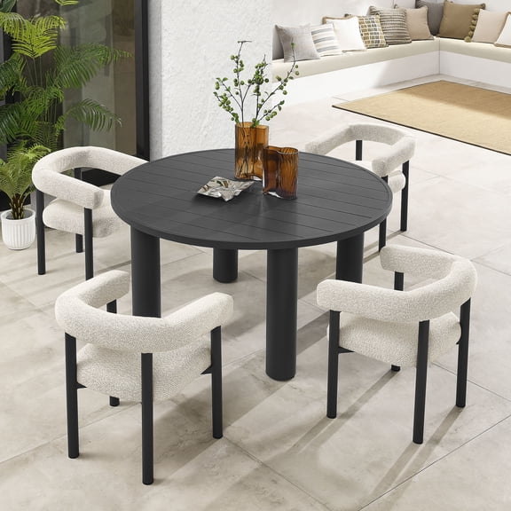 Modway 5-Piece Dining Table and Chairs Set in Ivory Graphite