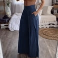 thumbnail image 4 of up to 60% off Gifts Usmixi Womens Business Long Pants Solid High Waist Pleated Loose Wide Leg Leisure Trousers Plus Size Straight Pocket Pants Dark Blue XXXXXL, 4 of 7