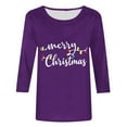 thumbnail image 5 of HOMBOM Womens Holiday Shirts Purple Lightweight Christmas Snowman 3/4 Sleeve Xmas Tee Shirts for Women Crewneck, 5 of 5