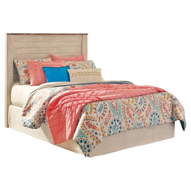 Bowery Hill Contemporary Adjustable Full Panel Headboard in White