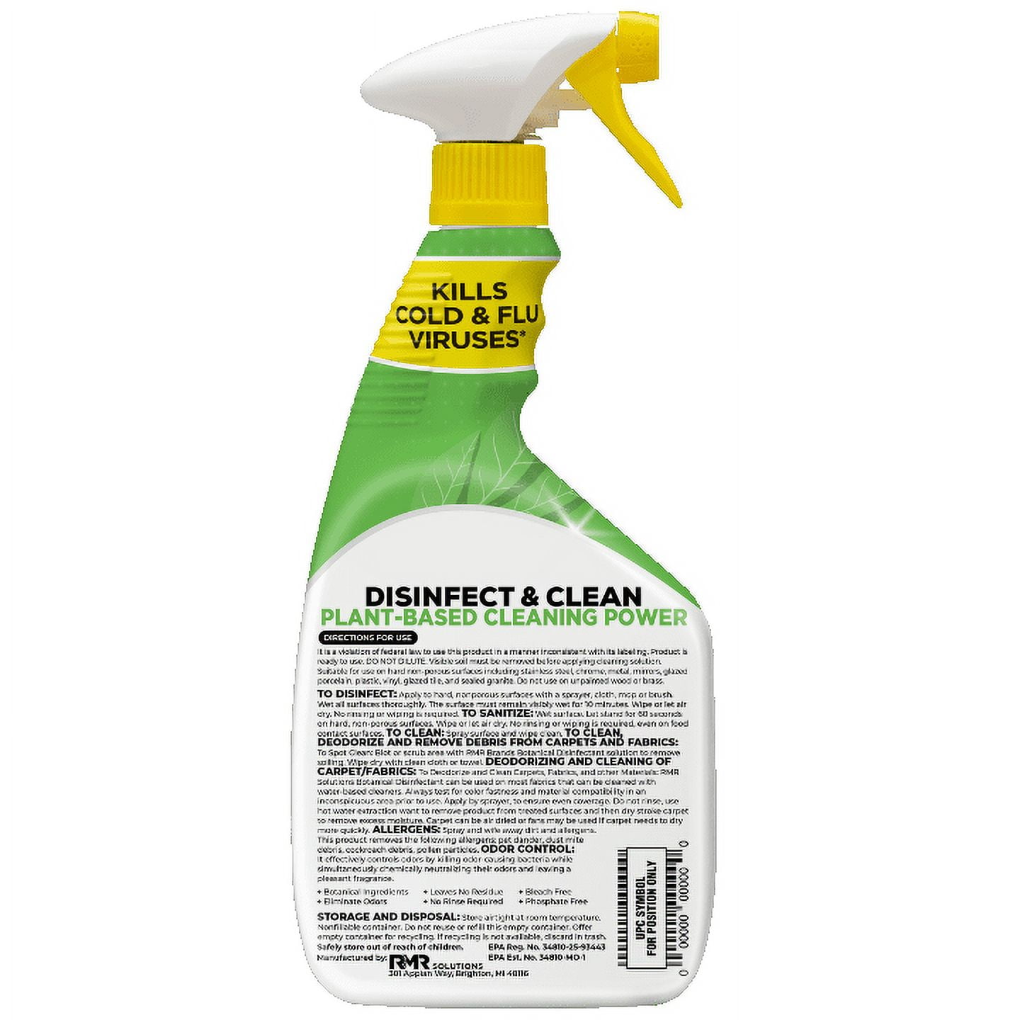 Botanical Disinfecting and Multi-Purpose Cleaner by RMR Solutions, 32 fl oz – Touch on Dirt, Grime and Messes, Easy on the Planet