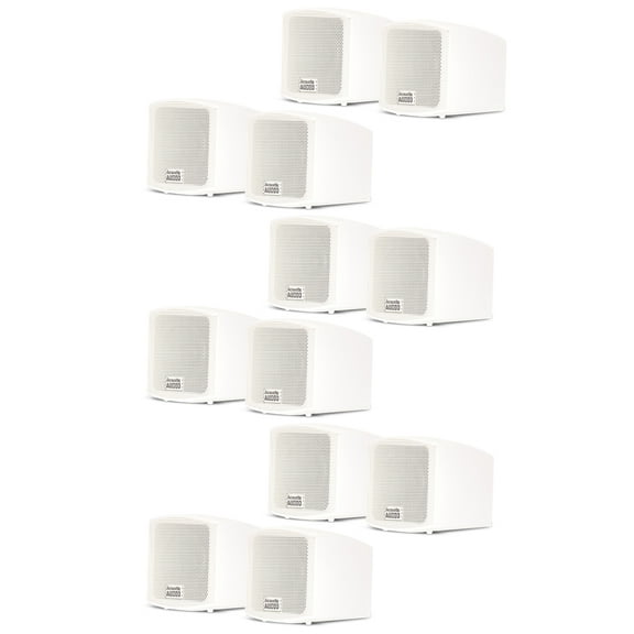 Acoustic Audio AA321W Mountable Indoor Speakers 2400 Watts White Bookshelf 6 Pair Pack AA321W-6Pr