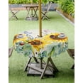 thumbnail image 4 of Fsddascl Sunflowers Outdoor Tablecloth - 60 Inch Round Dining Table Cover, Botanical Floral Butterfly Farmhouse Flowers Waterproof Outdoor Table Cloth with Umbrella Hole & Zipper for Picnic/Patio, 4 of 7