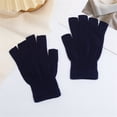 thumbnail image 2 of Ljudmp Half Finger Knit Gloves for Men Women Winter Warm Stretchy Touchscreen Fingerless Gloves For Cold Weather Working Writing Driving Navy, 2 of 4