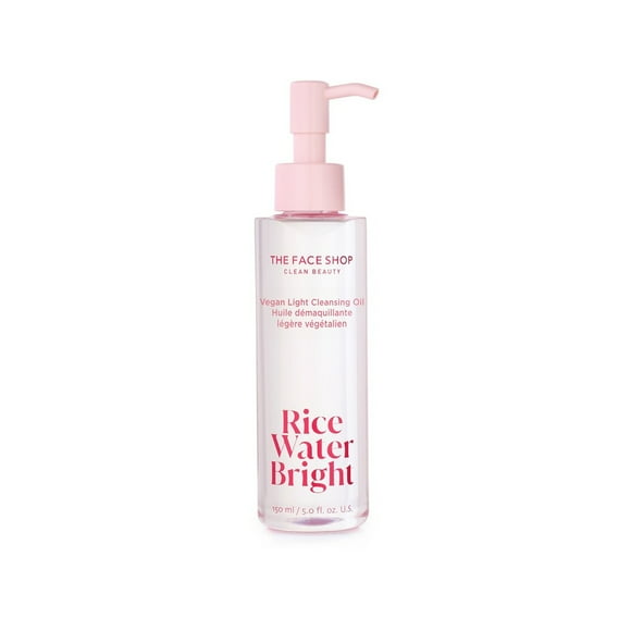 The Face Shop Rice Water Bright Vegan Light Cleansing Oil with Jojoba Oil, Lightweight Daily Makeup Remover, for all Skin Types, Korean Skin Care