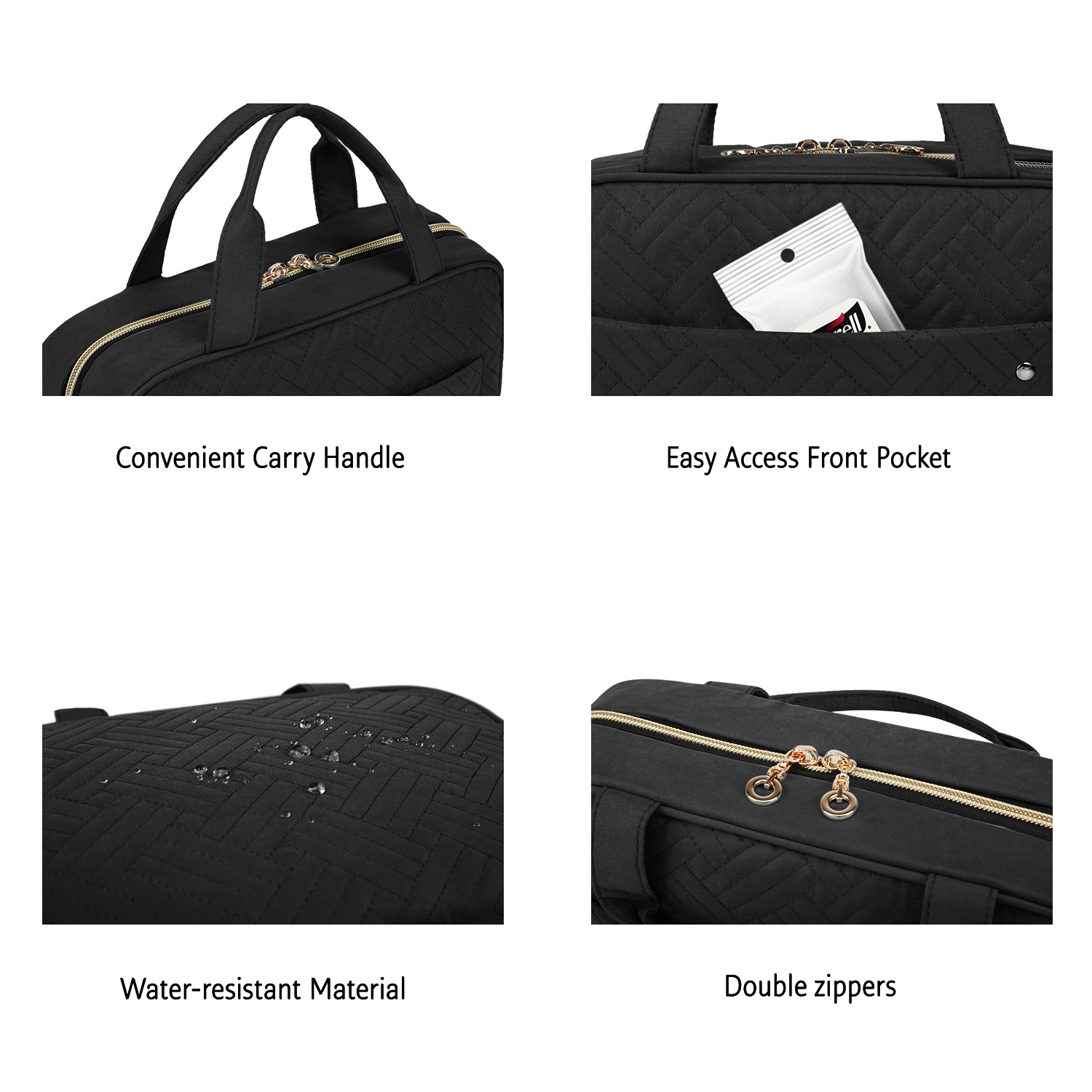 Bagsmart Full-Size Toiletry Bag with Hanging Hook, Black photo 5