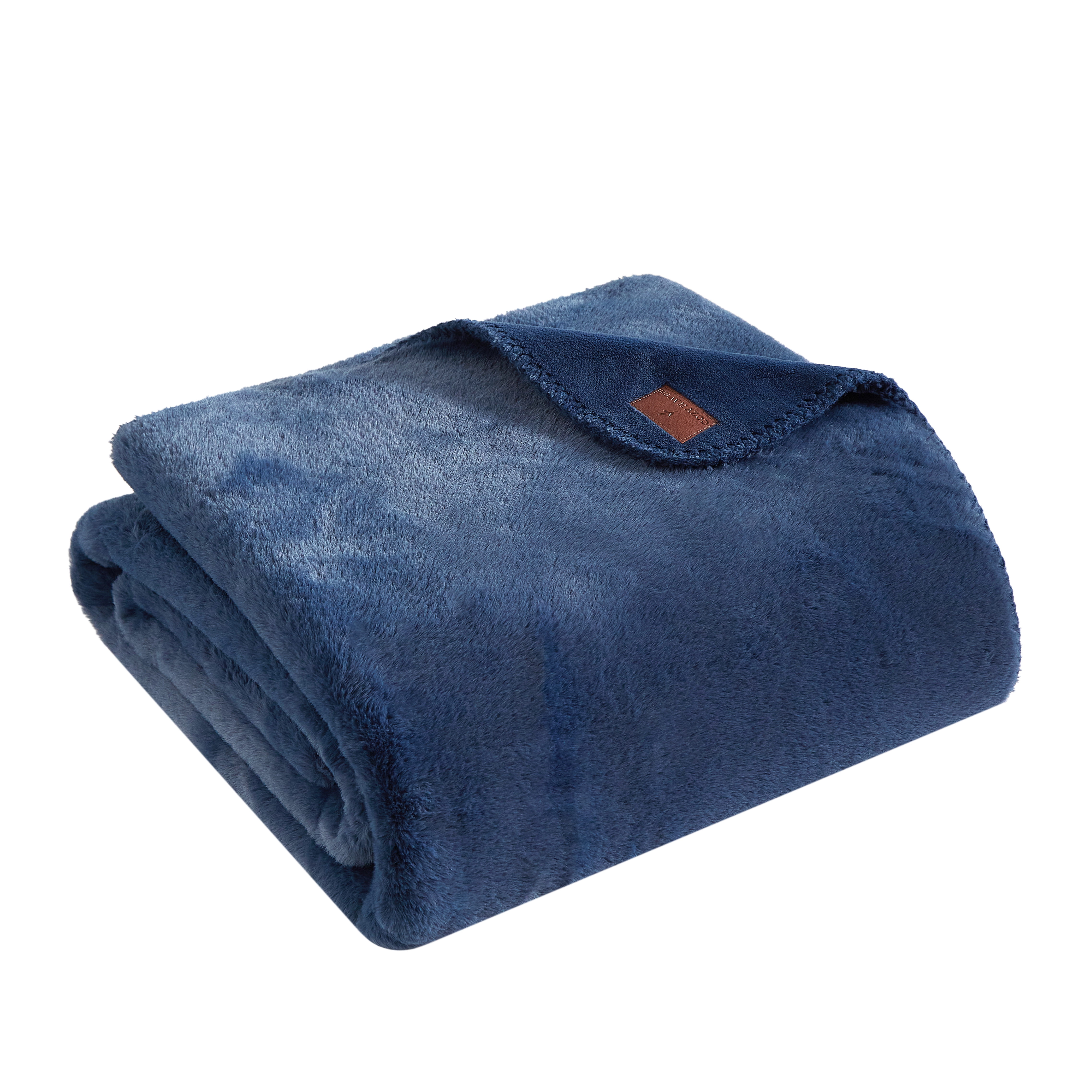 Cozy Haven Luxury Reversible Faux Fur to Plush Oversized Couch Throw Blanket, Blue, 50 x 72 in