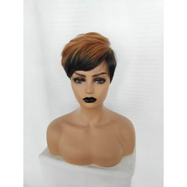 DOPI Black Women Natural Party Yellow Short Wave Sexy Curly Wavy Synthetic Wigs