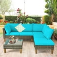 thumbnail image 3 of Gymax 4PCS Rotin Patio Sectionnel Canapé Ensemble de Meubles d'Extérieur W / Coussin, 3 of 9