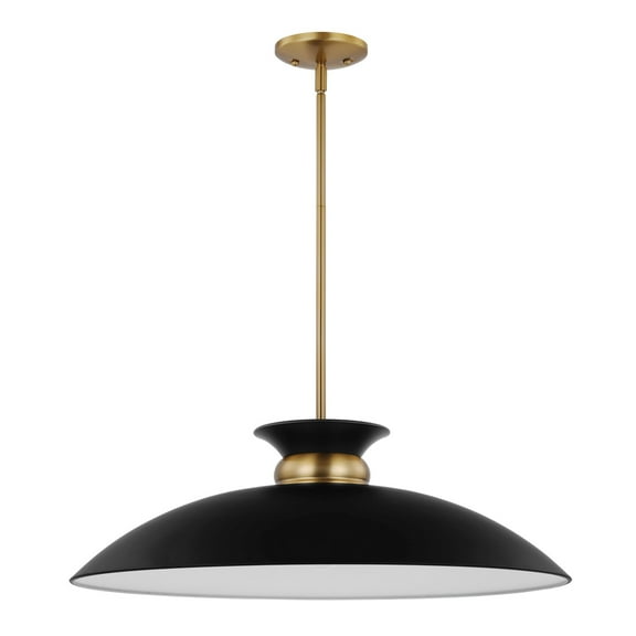 60/7462 Nuvo Lighting Perkins - 1 Light Large Pendant In Retro Modern Style-7.5 Inches Tall and 24 Inches Wide-Matte Black/Burnished Brass Finish