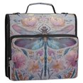 thumbnail image 2 of Water-Resistant 3-Ring Binder Organizer with Multiple Pockets Zipper Binder Bag for Office Watercolor Ornate Dragonfly, 2 of 8