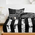 thumbnail image 6 of Twin XL Size Fitted Sheet Set - Black White 2 Piece Bedding Sets 16" Deep Pocket Fitted Sheet with 1 Pillowcases, Retro Stars Stripes Flag Shabby Chic Texture Brushed Microfiber Hotel Bed Sheets, 6 of 9