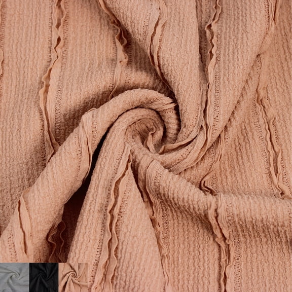 Solid Color Knit Jacquard Fabric by the Yard – 98% Polyester 2% Spandex, Soft Stretch, 185 GSM.