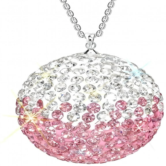 LAMIRO Car Rear View Mirror Charm, Car Decor Interior Ornaments Crystal Bling Ball Hanging Rearview Mirror Accessories for Women, Bling Car Decor - Pink White