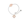 thumbnail image 2 of Delight Jewelry Rose Goldtone AB Crystal Open Heart - Rose Goldtone Leaf Delicate Bracelet, 6.25+1.75", 2 of 4