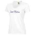 thumbnail image 2 of Women's  White James Madison Dukes Script Logo Comfort Wash V-Neck T-Shirt, 2 of 3