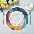 thumbnail image 5 of Round Placemats Set of 4 Heat Resistant Washable Kitchen Table Decorations 15.4in Rainbow-colored Sinuous Marble, 5 of 7