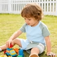 thumbnail image 4 of Toddler Short Sleeve Shirts and Shorts Set Summer Outfit for Boys Girls Casual 2 Piece Outfits Color Block Design, 4 of 5