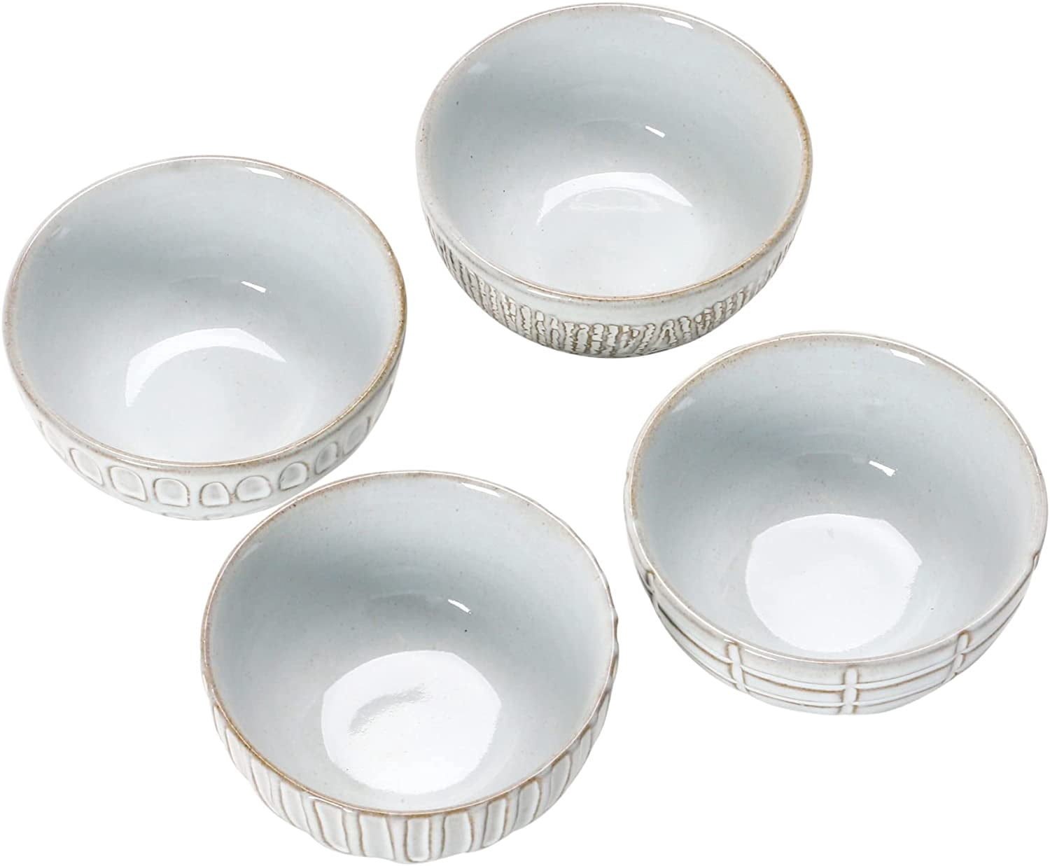 Creative Co-Op Debossed Stoneware Bowl, White, 4 Styles