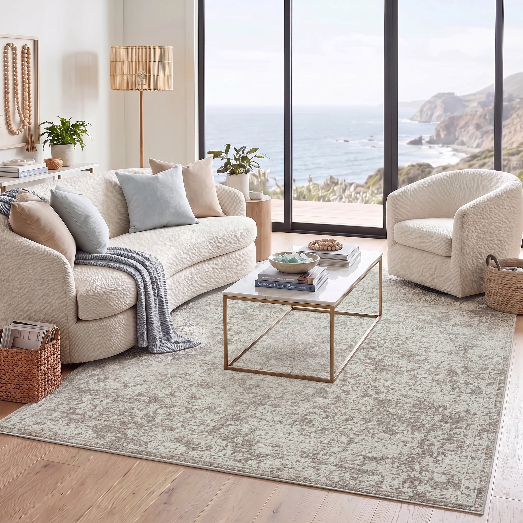 Harlow Hill Brielle Star Abstract Indoor Polyester Blend Area Rug, Gray, 4' x 6'