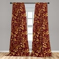 thumbnail image 2 of Floral Design Window Curtains, Golden Tone Silhouettes of Flowers and Leafy Branches Autumn Art, Lightweight Decor 2-Panel Set with Rod Pocket, Pair of - 28"x63", Pale Earth Yellow Ruby, by Ambesonne, 2 of 3