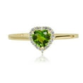 thumbnail image 2 of AVORA 10K Yellow Gold August Birthstone- Genuine Peridot with Simulated Diamond CZ Heart Halo Fashion Ring  - Size 7, 2 of 6