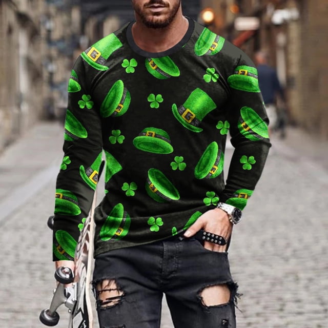Blusas y camisas de manga larga y cuello redondo para hombre, estilo casual, cuello redondo, manga corta, jersey con estampado 3D.
