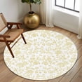 thumbnail image 3 of Yellow Flower Round Area Rug 5 FT, Non Slip Bedroom Rugs, Vintage Farmhouse Boho Leaf Spring Plant Washable Soft Circular Carpet Non-Shedding Floor Mat for Kitchen Dining Room Foyer Balcony Dorm, 3 of 8
