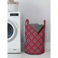 thumbnail image 3 of Antique Oriental Laundry Bag, Bohemian Mosaic Tiles Style Traditional Middle Eastern Motif, Basket with Handles Drawstring Closure for Laundromats, 13" x 19", Slate Blue and Dark Pink, by Ambesonne, 3 of 4