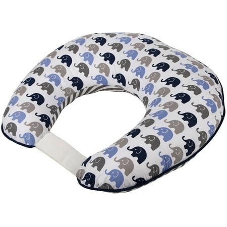 Bacati Elephants Hugster Nursing Pillow, Blue/Gray