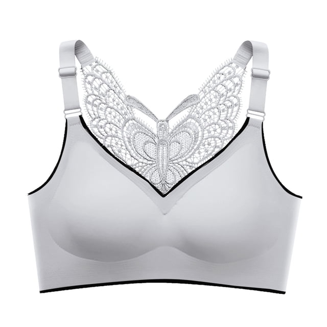 B91xZ Soutien-Gorge Demi-Mesh Transparent à Armatures Soutien-Gorge Rehausseur à Bonnets Pleins Sans Armatures Modelant Sans Fil Soutien-Gorge Quotidien, Gris 4TG