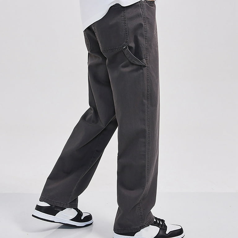 YUHAOTIN Mens Baggy Cargo Pants Mens Casual Solid Cargo Pants Relaxed Fit  Lightweight Stretch Elastic Waist Button Joggers Pants Multi Pockets Cargo  Pants for Men Work Winter 