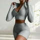 thumbnail image 5 of de entrenamiento, Conjuntos de leggings de yoga de cinturo , Conjunto deportivo para mujer, Ropa de gimnasio, cremallera frontal - gris, METRO Yinane Traje de entrenamiento, 5 of 8