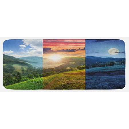 

Nature Kitchen Mat Foggy Mountain Forest View in Various Times of the Day Idyllic Nature Collage Art Plush Decorative Kitchen Mat with Non Slip Backing 47 X 19 Multicolor by Ambesonne