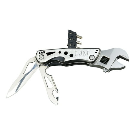 Personalized Personalize with Monogram Stainless Steel Wrench Shape Multi Pocket Tool 6"Long